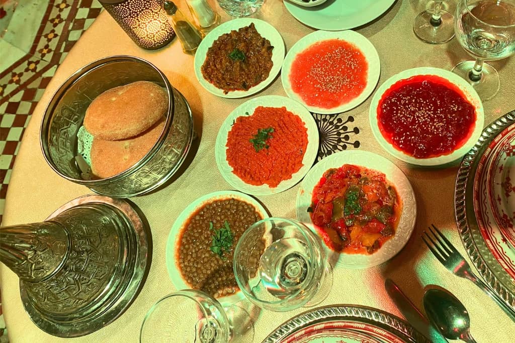 This is a photo of dinner appetizer spreads