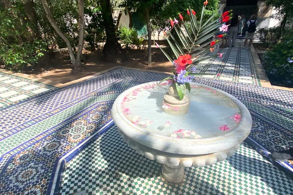 This is a photo of a beautiful fountain at Bahia Palace in Marrakech