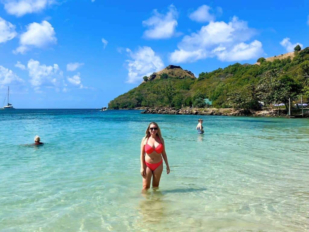 Eleanor in the water at Pigeon Island National Park