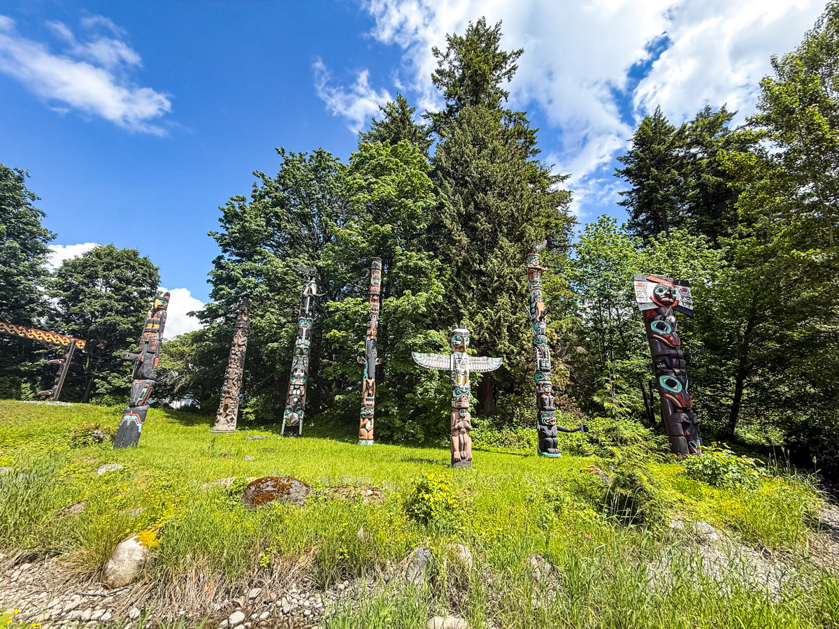 7 totem poles at Stanley Park.